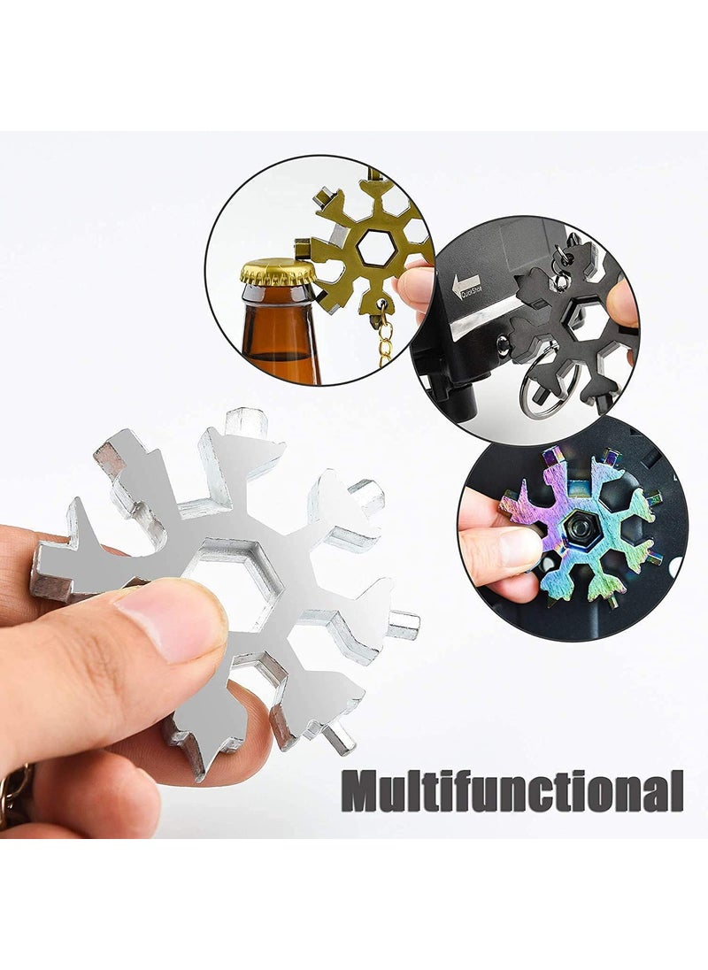 HEYOL HEYOL Multifunctional Snowflake 18 in 1 Tool Multi Tool KeyChainScrewdriver Bottle Opener Tool Outdoor Portable Tool Snowflake Shape  - Image 3