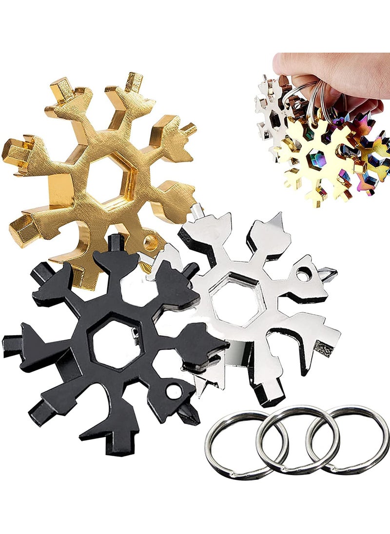 HEYOL HEYOL Multifunctional Snowflake 18 in 1 Tool Multi Tool KeyChainScrewdriver Bottle Opener Tool Outdoor Portable Tool Snowflake Shape  - Image 2