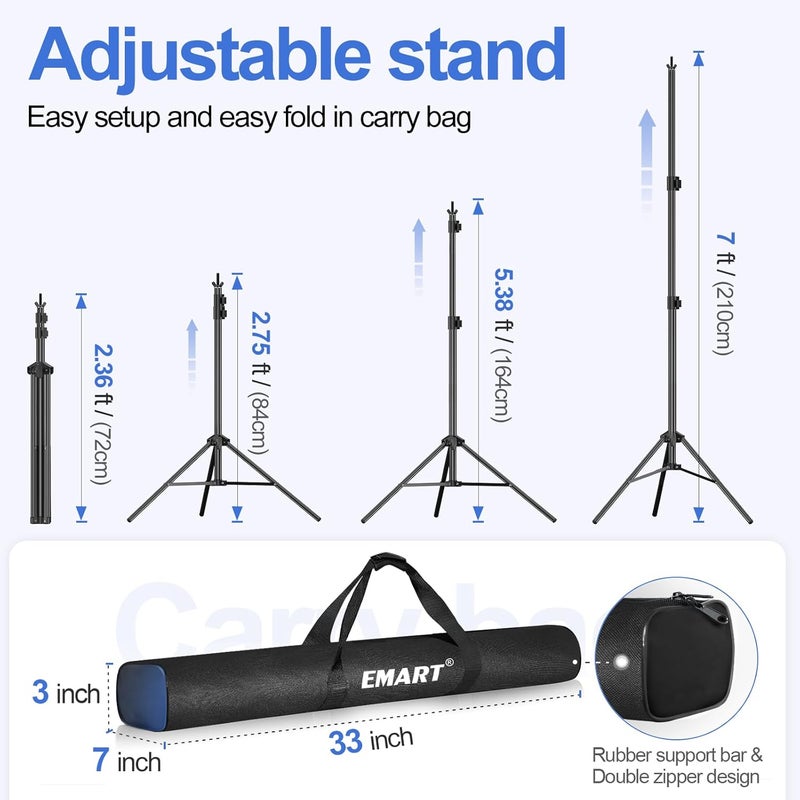 EMART Backdrop Stand 10x7ft(WxH) Photo Studio Adjustable Background Stand Support kit with 2 Crossbars, 8 Clamps, 2 Sandbags and Carry Bag for Parties, Events Decoration, Wedding, Photography - Image 3