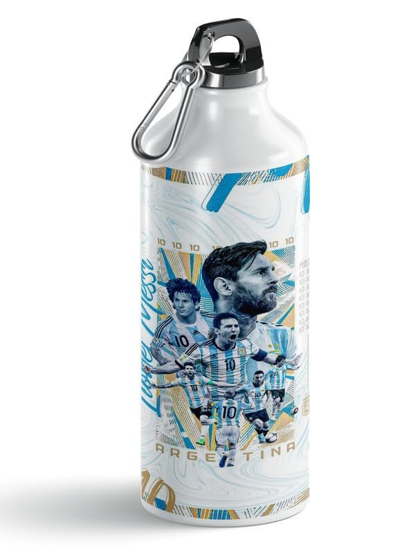 PrintWala Messi Design 600ml Aluminum Sipper Bottle BPAFree Travel Sports Friendly - Image 2
