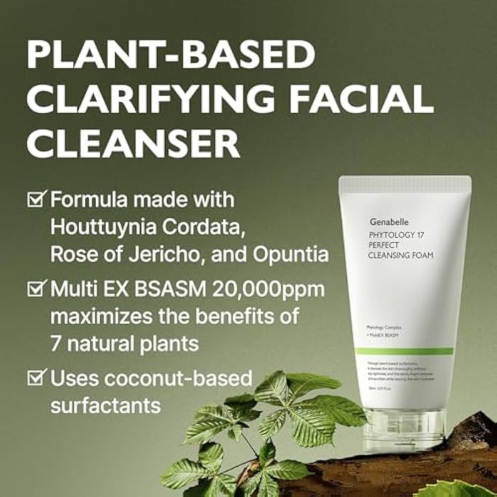 Genabelle Phytology 17 Perfect Cleansing Foam – Skin-Soothing Gentle Coconut-Derived Cleanser, Luxurious Rich Foam for Deep Pore Cleansing & Soothing Sensitive Skin - Image 2