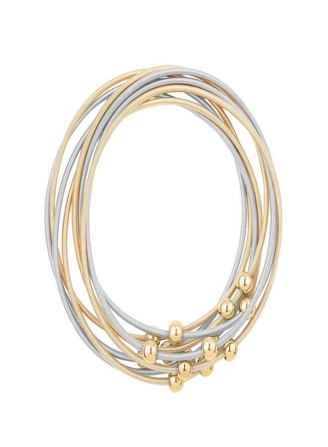 NTLX Guitar String Bracelet - Multi Strand Stackable Stretch Bracelets for Women - Bohemian Boho Bracelets - Music Lovers Fashion - Multi Color Strand Statement Bangles (Silver & Gold Plated Mix) - Image 1