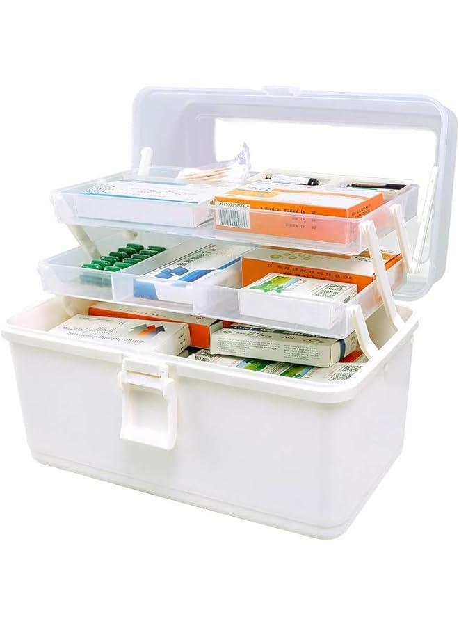 HOOKOR Plastic Medical Storage Containers Medicine Box Organizer Home Emergencies First Aid Kit Pill Case 3-Tier with Compartments and Handle - Image 1