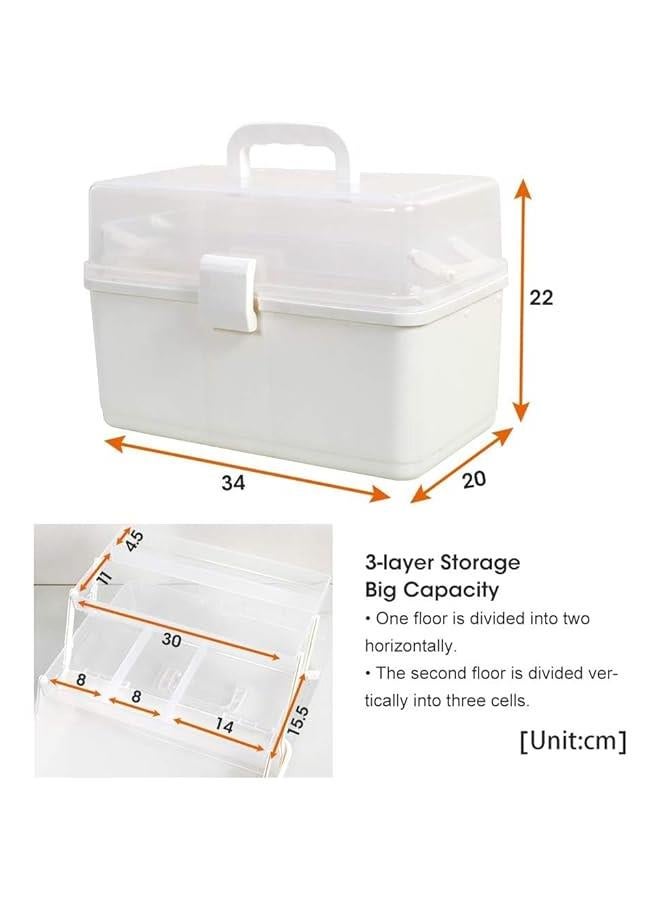 HOOKOR Plastic Medical Storage Containers Medicine Box Organizer Home Emergencies First Aid Kit Pill Case 3-Tier with Compartments and Handle - Image 2
