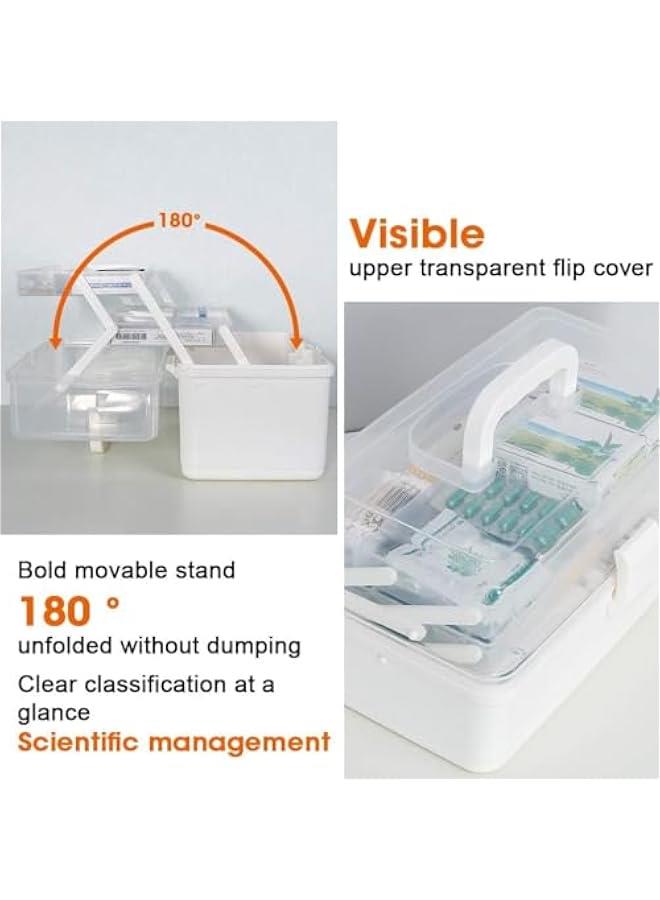 HOOKOR Plastic Medical Storage Containers Medicine Box Organizer Home Emergencies First Aid Kit Pill Case 3-Tier with Compartments and Handle - Image 3