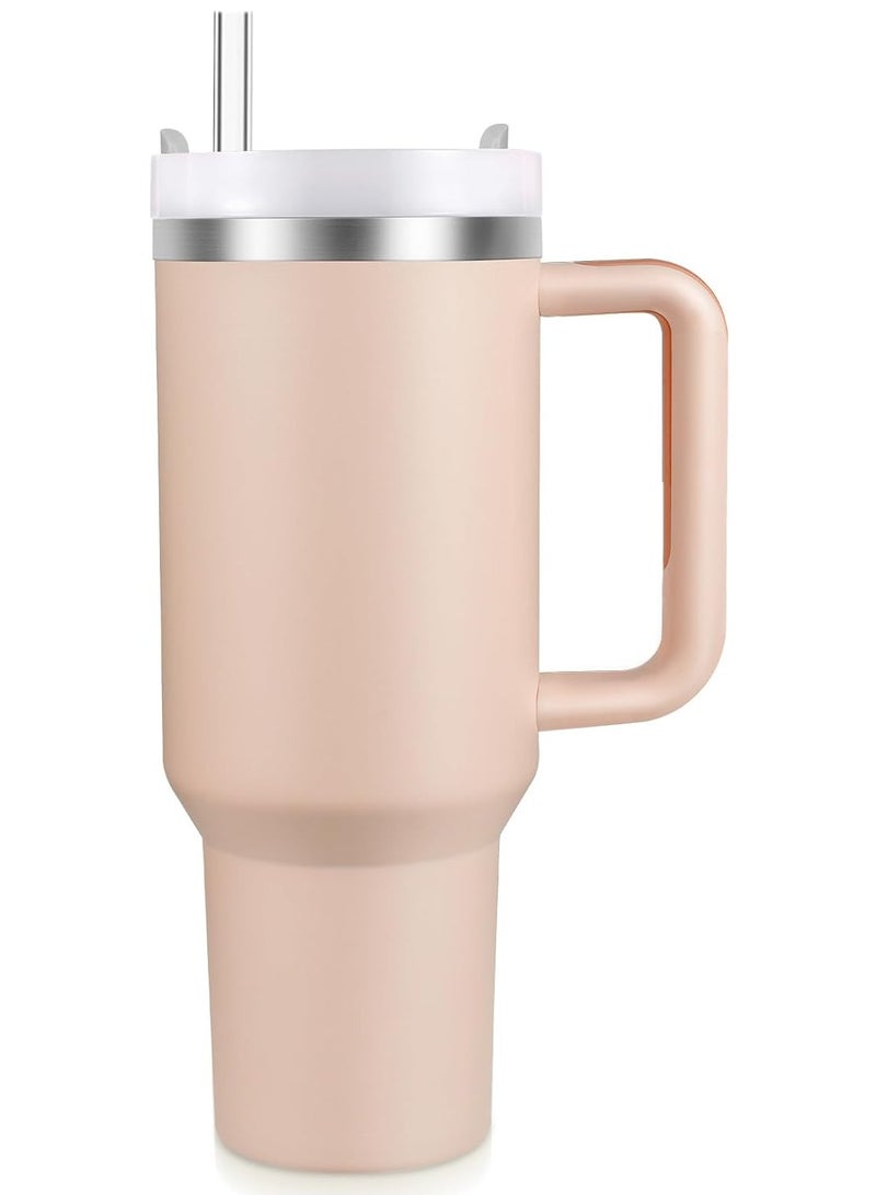 روییيس بهلوان 40 أونصة مع مقبض وغطاء من القش معزول، زجاجات مياه معزولة بالفراغ من الفولاذ المقاوم للصدأ سعة 40 أونصة، كوب قهوة مثلج للسفر قابل لإعادة الاستخدام في السيارة يحافظ على سخونة وبرودة ساعات - Image 1