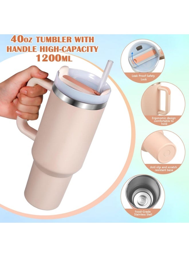 روییيس بهلوان 40 أونصة مع مقبض وغطاء من القش معزول، زجاجات مياه معزولة بالفراغ من الفولاذ المقاوم للصدأ سعة 40 أونصة، كوب قهوة مثلج للسفر قابل لإعادة الاستخدام في السيارة يحافظ على سخونة وبرودة ساعات - Image 5