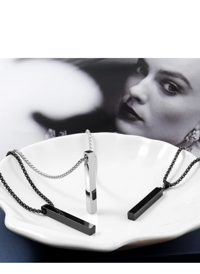 Showday Bar Pendant Necklace For Men Stainless Steel Box Chain Pendant Men’s Necklace Jewelry Large Pendant Necklace Length 70cm  - Image 5