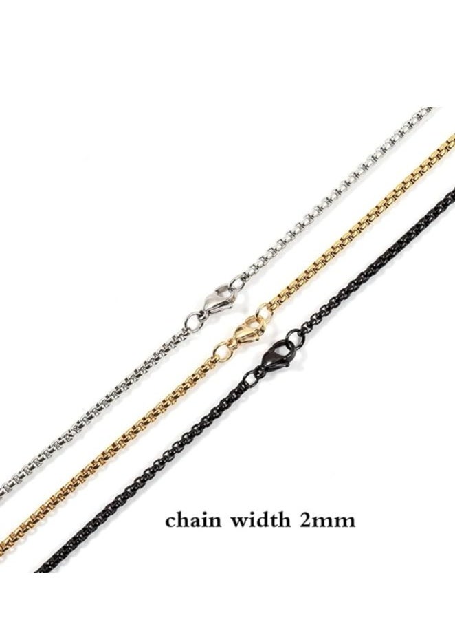 Bar Pendant Necklace For Men Stainless Steel Box Chain Pendant Men’s Necklace Jewelry Large Pendant Necklace Length 70cm