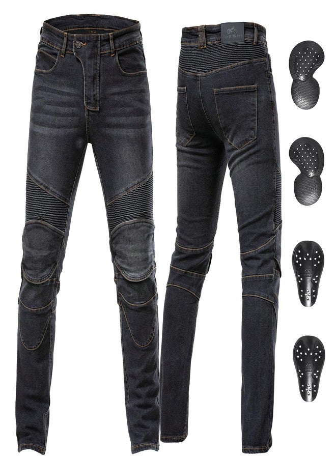 ForMTRider Men's Protective Motorcycle Jeans with CE Armor,Elastic Denim Riding Pants for All-Season Cycling Gear, Vintage Black, 34W x 30L - Image 1