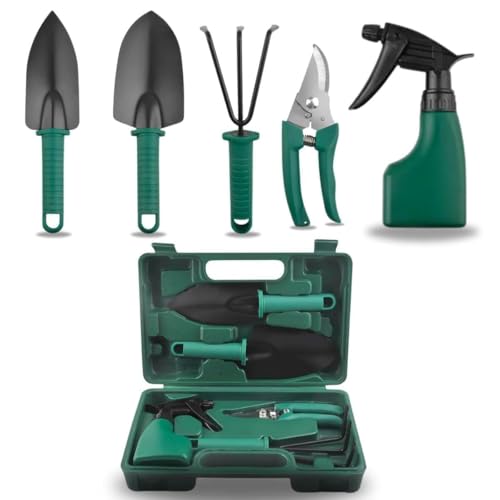 JERN 5 PCs Durable Gardening Hand Tools Kit with Portable Box, Small Garden Planting Tools, Garden Essentials - Image 1