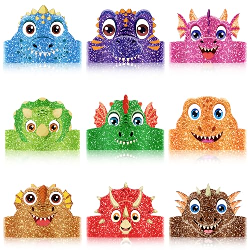 Adecortalk 36 Pcs Dinosaur Party Hats for Kids Birthday Paper Headbands Crown for Boys Girls Dinosaur Party Decorations Supplies - Image 1