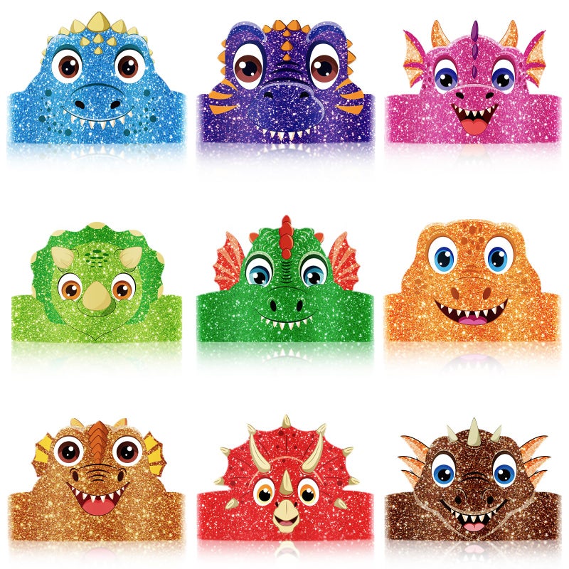 Adecortalk 36 Pcs Dinosaur Party Hats for Kids Birthday Paper Headbands Crown for Boys Girls Dinosaur Party Decorations Supplies - Image 3