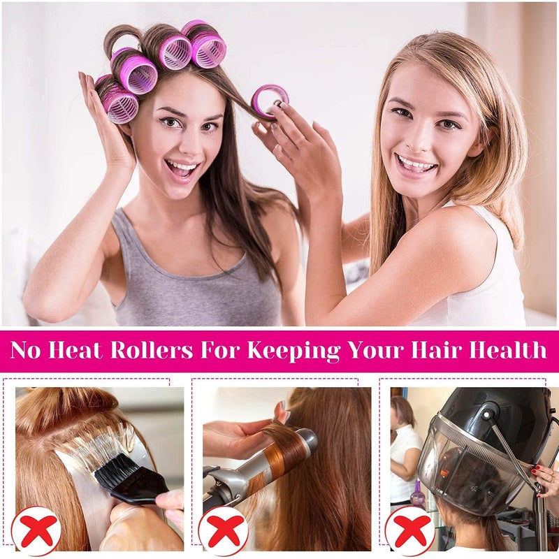 Cludoo Hair Curlers Rollers, Cludoo 36Pcs Jumbo Big Hair Roller Sets with Stainless Steel Duckbill Clip, 2 Size Self Grip Hair Curlers Rollers for Long Medium Short Thick Fine Thin Hair Bangs Volume - Image 2