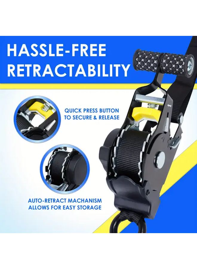Heavy Duty Auto Retractable Ratchet Tie Down Straps 2pcs 1500lb Strength 10 83ft TPC ARRS 1500T - Image 5