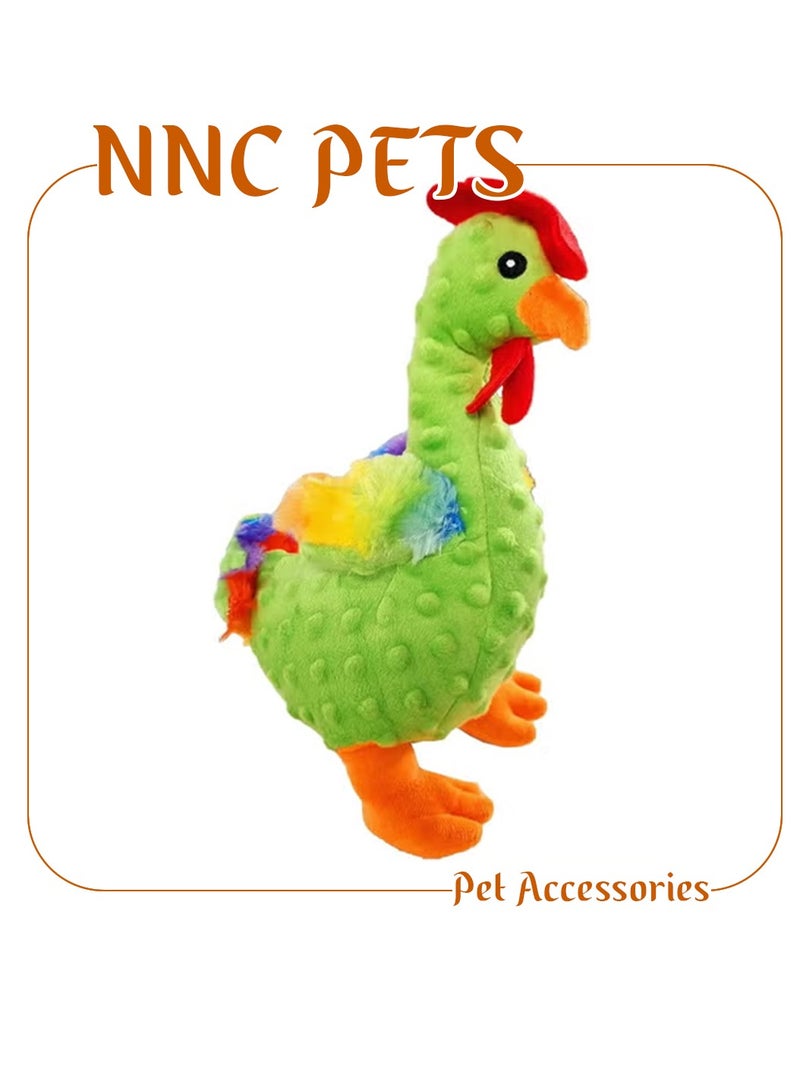 NNC PETS Dog toy for Aggressive chewers, Tear-resistant squeaky plush dog toy with Chicken theme and Durable plush materials, Suitable for tooth cleaning and Stress relief, no battery required (Green) - Image 1