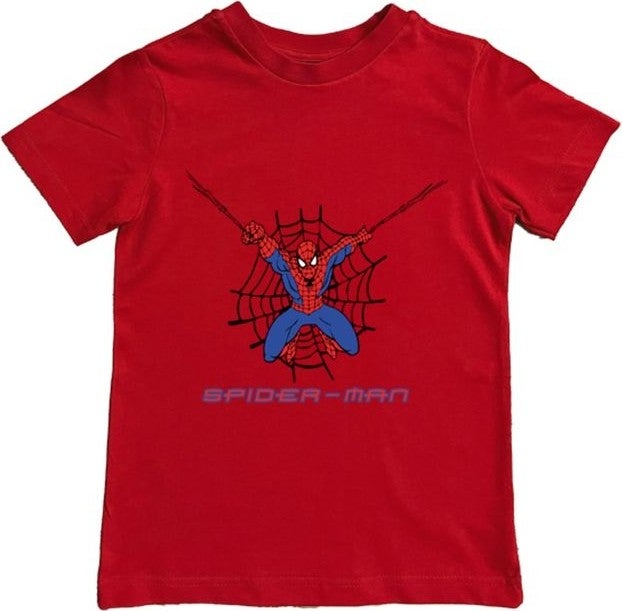 Sedirli Cedar Printed Spiderman Cotton Combed Fabric Summer Children's T-Shirt 
