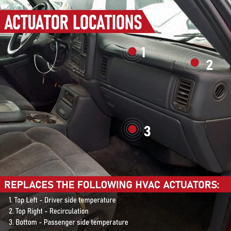 AA Ignition HVAC Blend Door Actuator - Compatible with Chevrolet & GMC 1994-2012 - Silverado, Tahoe & Sierra - Driver & Passenger Side Temperature Control Air Actuator - Replaces 89018365, 604-106, 52402588 - Image 3