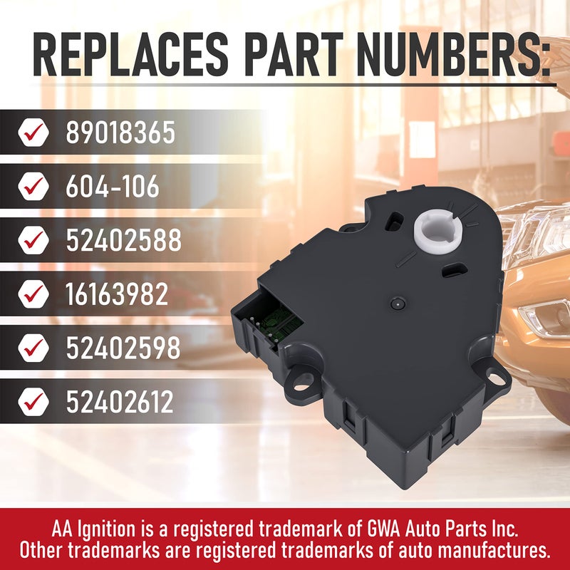 AA Ignition HVAC Blend Door Actuator - Compatible with Chevrolet & GMC 1994-2012 - Silverado, Tahoe & Sierra - Driver & Passenger Side Temperature Control Air Actuator - Replaces 89018365, 604-106, 52402588 - Image 5