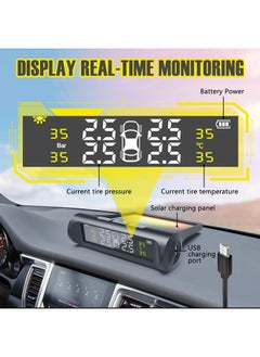 Arabest Tire Pressure Monitoring System Wireless TPMS Tire Pressure Monitor System with 4 External Sensors & 5 Alarm Modes, LCD Real-time Display, Auto Sleep Mode, Easy to Install, Solar & USB Charge  - Image 5
