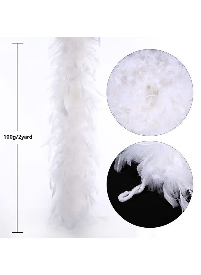 THARAHT Chandelle Feather Boa 19 Color-38g/55g100g 2Yard Dancing Wedding Party Halloween Costume Decoration Feathers boa, White, 2Yard-38g - Image 3