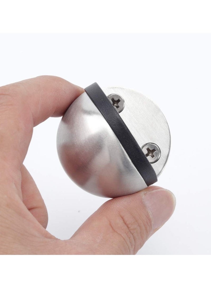 Floor Mount Door Stopper, Stainless Steel Doorstops Door Catch Tape/Punch Door Holder, with Rubber Bumper Tip Half Moon Oval Wall Protector, for Hotel Home Office Bedroom Living Bath Room  - Image 4