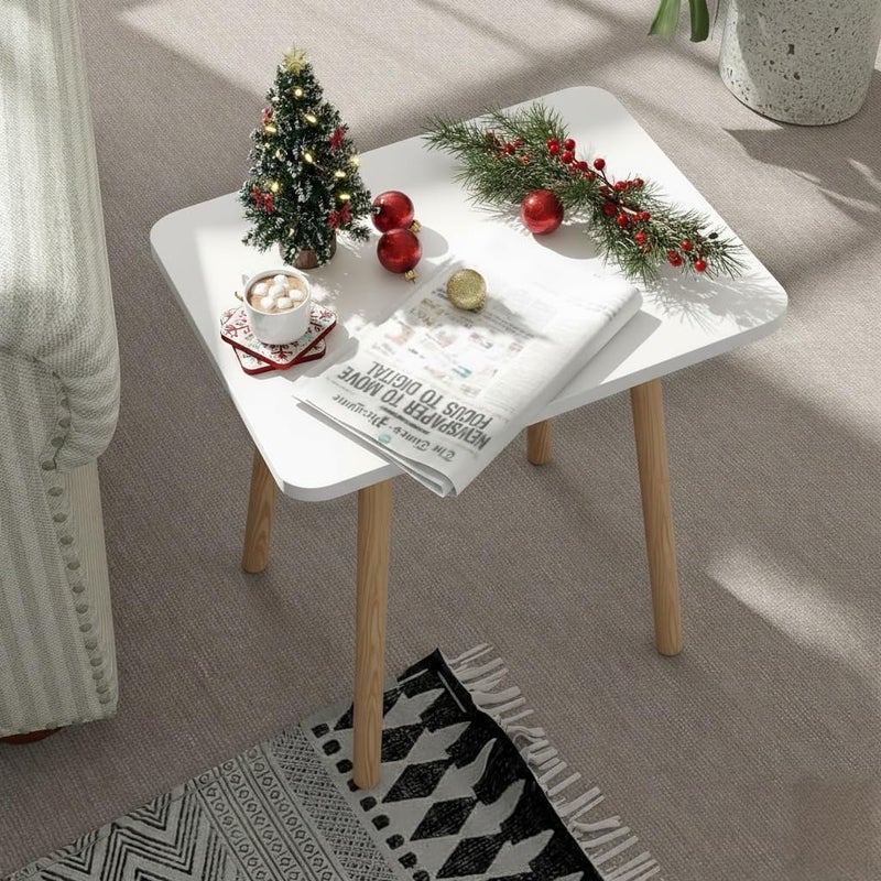 FORAOFUR Small Side Table, Modern Wood Mini Coffee Table, Easy Assembly Compact End Table for Living Room Bedroom Sofa, Minimalist White Accent Furniture for Small Spaces - Image 5