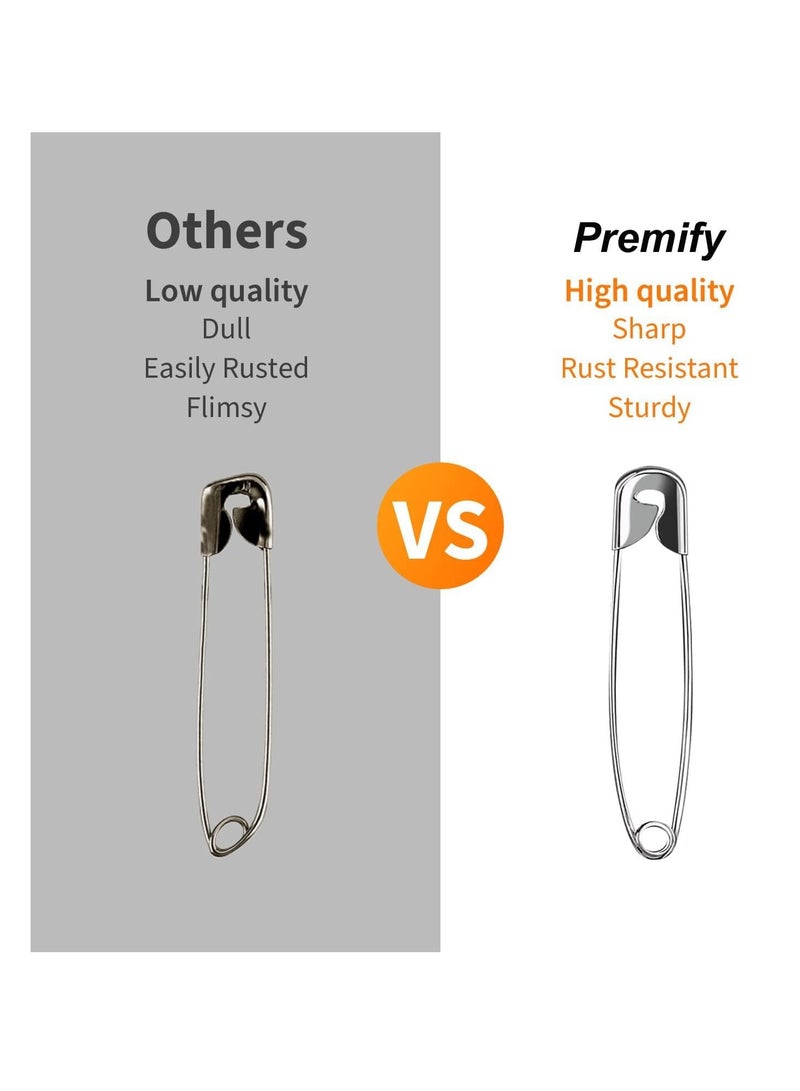 Premify 540 Pieces 4 Sizes Durable Rust Resistant Black Gold Silver Premium Safety Pins with Storage Box - Image 3