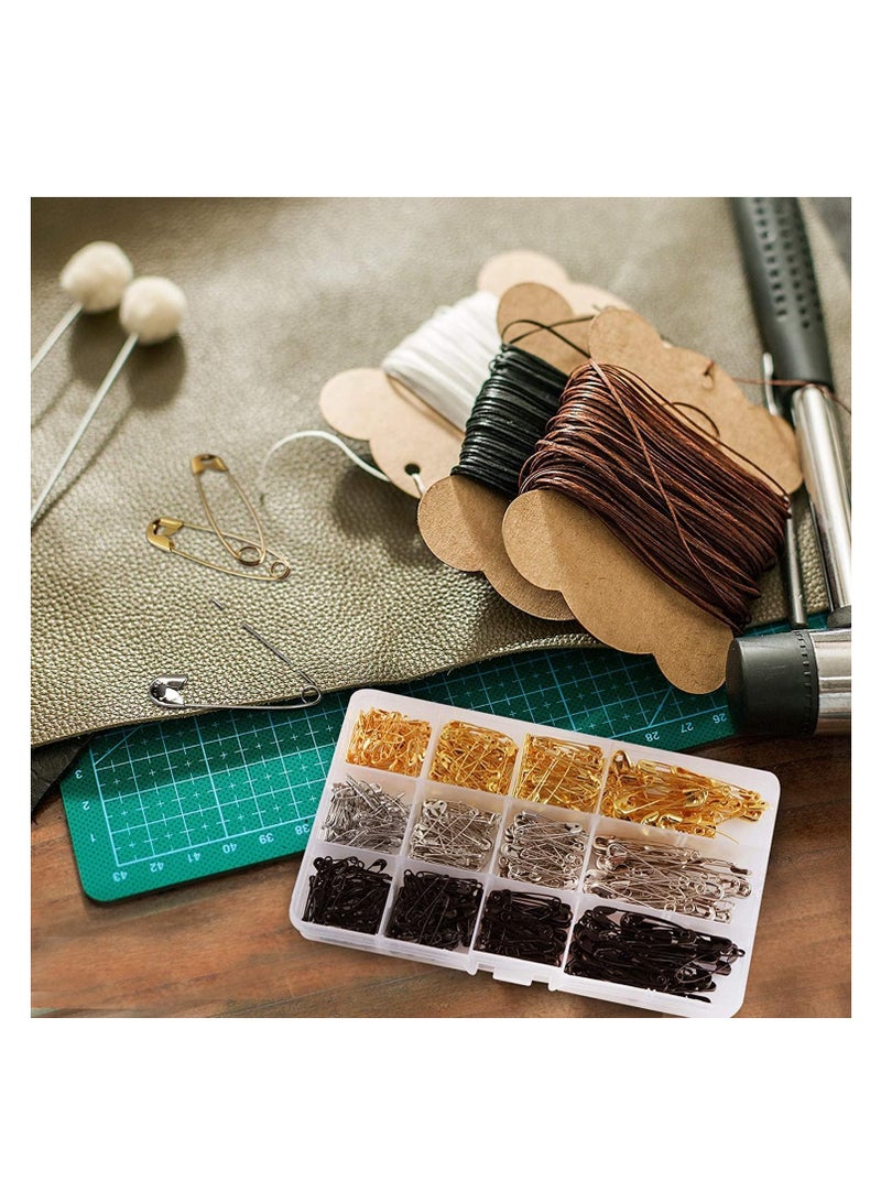 Premify 540 Pieces 4 Sizes Durable Rust Resistant Black Gold Silver Premium Safety Pins with Storage Box - Image 4