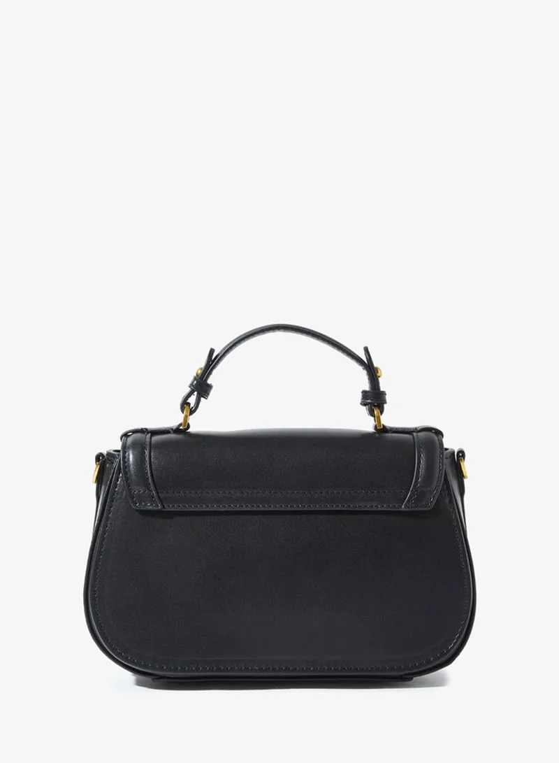 Styli Black Canvas Strap Crossbody Bag