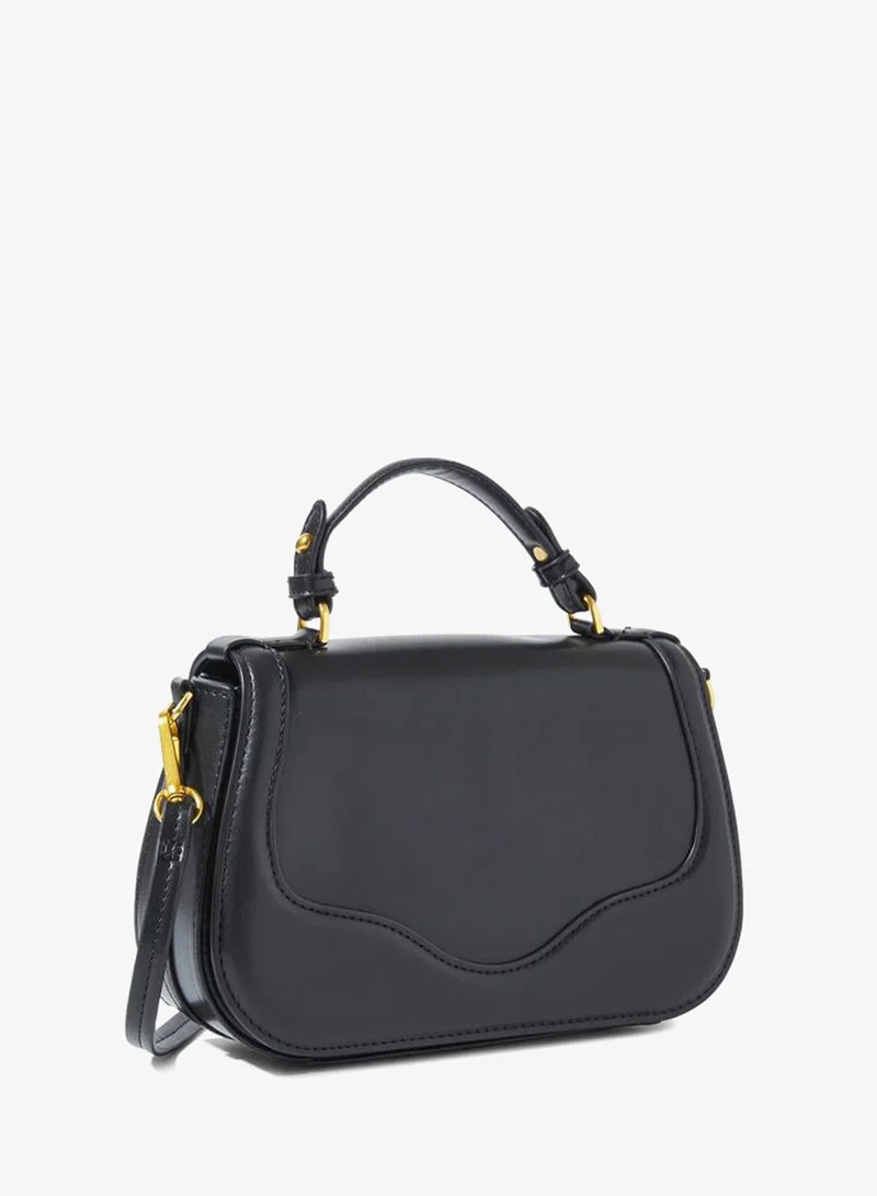 Styli Black Canvas Strap Crossbody Bag