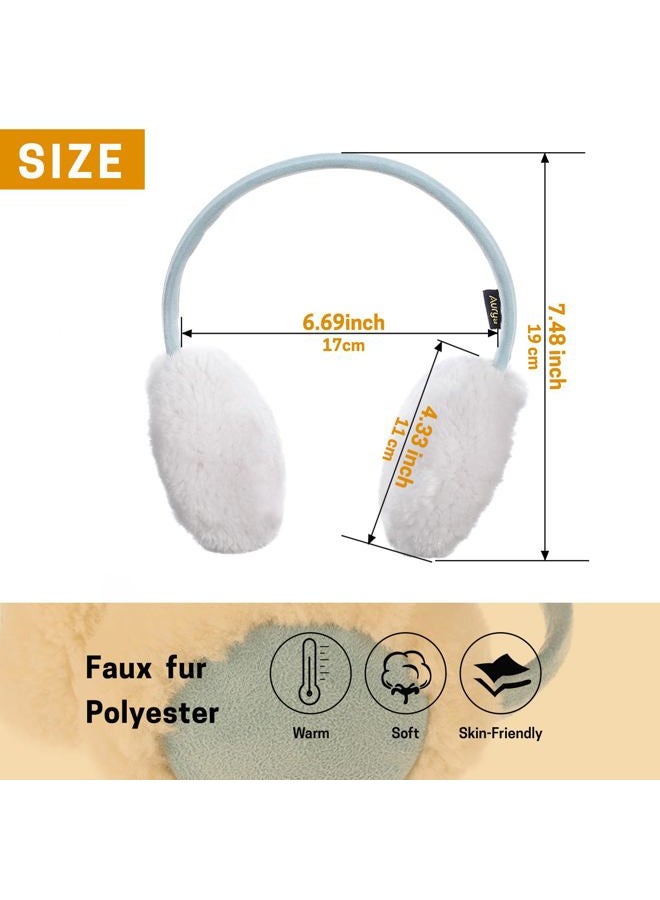 Aurya Kids Classic Ear Warmers/Earmuffs-Winter Faux Fur Warm Ear Muffs for Boys and Girls (Light Blue) - Image 3