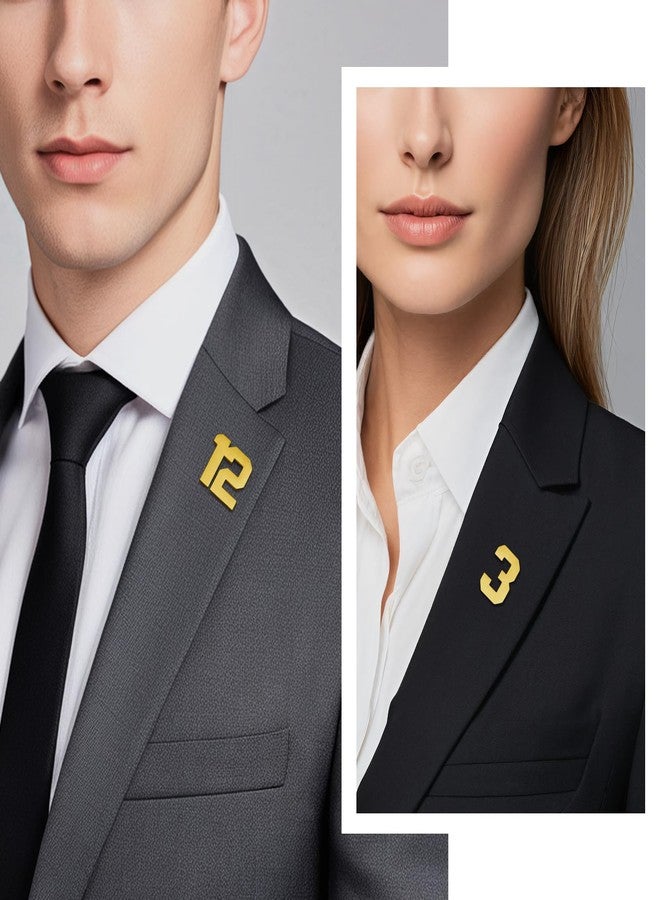 AMITER Personalized 0-100 Number Lapel Pins, 18K Gold Brooch Pin Tie Tacks for Suits, Neckties, Hats, Men & Women - Image 2