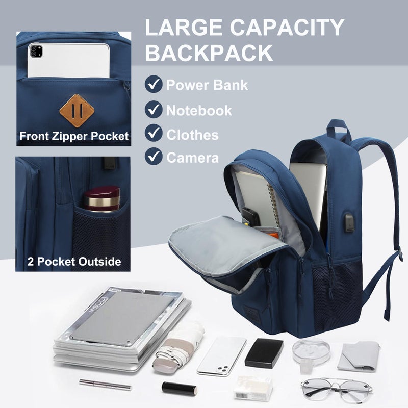 KEOFID Light Weight Travel backpack for Men and Women, Laptop Backpack for Work, Large Bag for College, Water Resistent(Blue) - Image 3