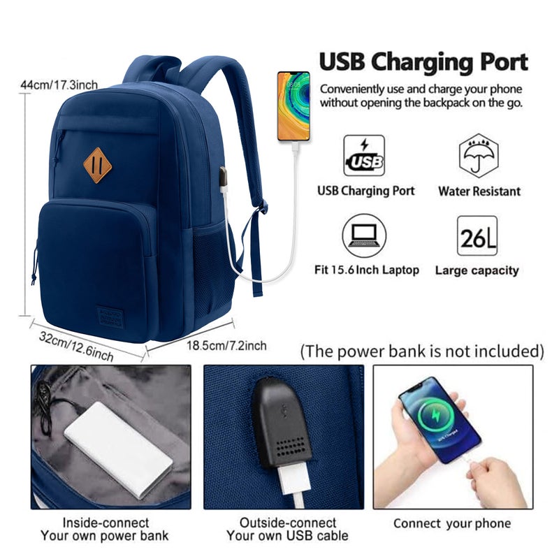 KEOFID Light Weight Travel backpack for Men and Women, Laptop Backpack for Work, Large Bag for College, Water Resistent(Blue) - Image 2