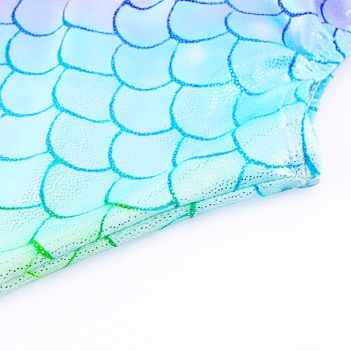 EQSJIU Leotards For Girls Gymnastics Size 7-8 Mermaid Rainbow Rangers Biketard For Kids Dance Outfits Clothes Clothing Purple Pink Aqua Blue - Image 5