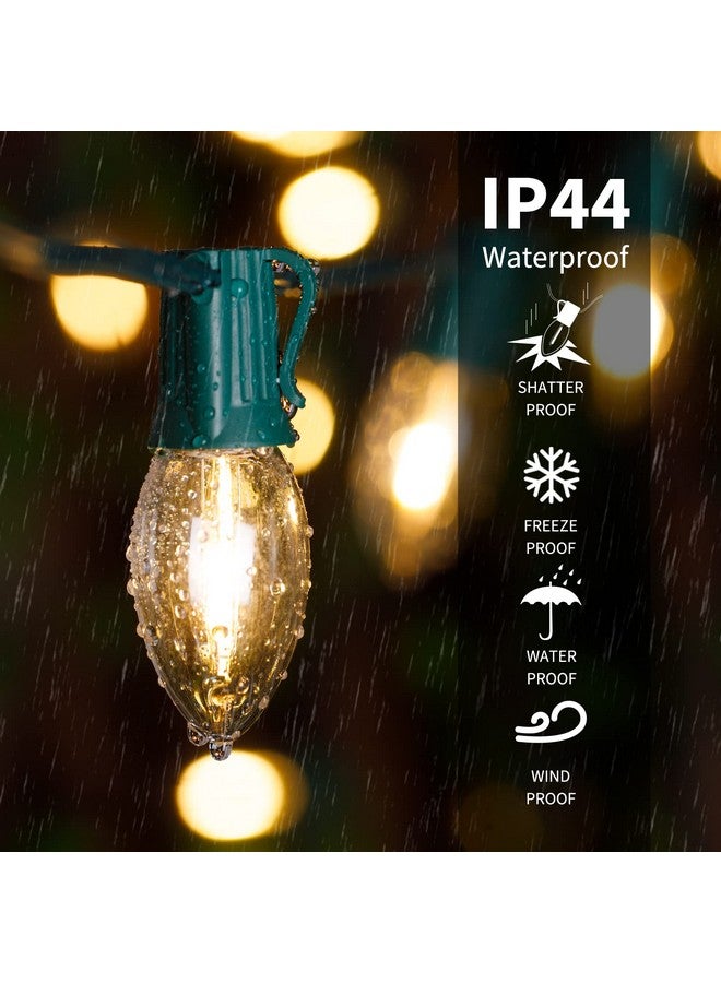 ماين توم أضواء عيد الميلاد LED C9 العتيقة الخارجية باللون الأبيض الدافئ، 50 قدمًا من أضواء C9 لشجرة عيد الميلاد على السطح والحفلات والعطلات والداخلية والخارجية والحديقة والفناء الخلفي والمقهى وديكور عيد الميلاد، سلك أخضر  - Image 5