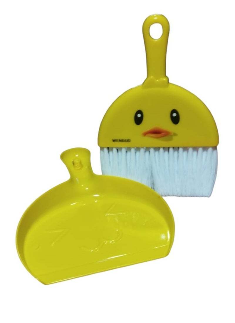 Generic Multipurpose Small Yellow Duck Design Broom and Dustpan Set for Surface Cleaning, 1 Piece Multicolor  - Image 2
