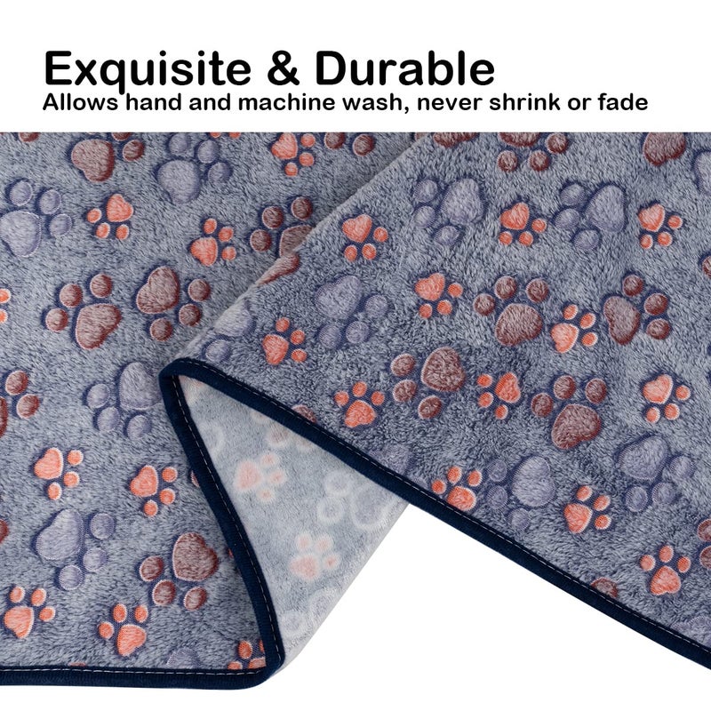 Dono 1 Pack 3 Dog Blankets, Soft Fluffy Fleece Pet Blanket Warm Sleep Mat Paw Print Design Puppy Kitten Throw Blankets Doggy Blanket for Dogs - Image 5