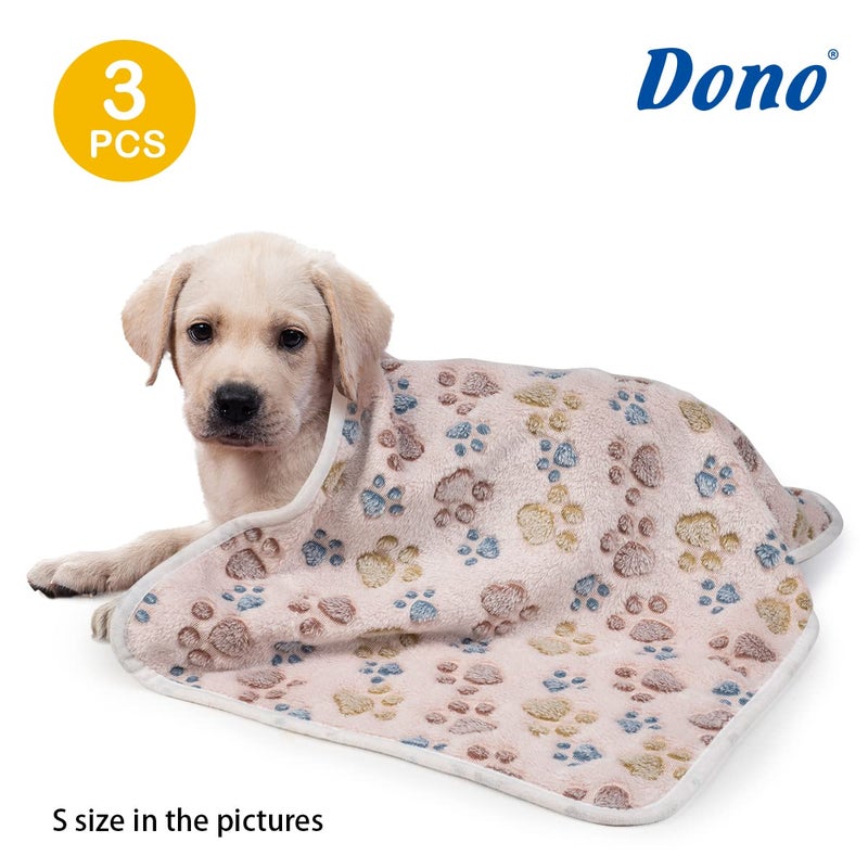 Dono 1 Pack 3 Dog Blankets, Soft Fluffy Fleece Pet Blanket Warm Sleep Mat Paw Print Design Puppy Kitten Throw Blankets Doggy Blanket for Dogs - Image 2