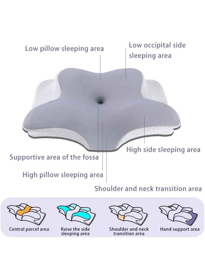 هالامين وسادة عنق الرحم على شكل فراشة، وسادة نوم جانبية مريحة للنوم لتخفيف آلام الكتف والرقبة، إسفنج ميموري ميموري للنوم على الجانب الخلفي والظهر والمعدة مع غطاء قابل للغسل - Image 2