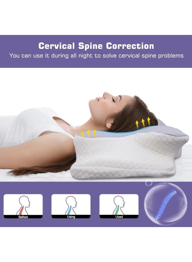 هالامين وسادة عنق الرحم على شكل فراشة، وسادة نوم جانبية مريحة للنوم لتخفيف آلام الكتف والرقبة، إسفنج ميموري ميموري للنوم على الجانب الخلفي والظهر والمعدة مع غطاء قابل للغسل - Image 3