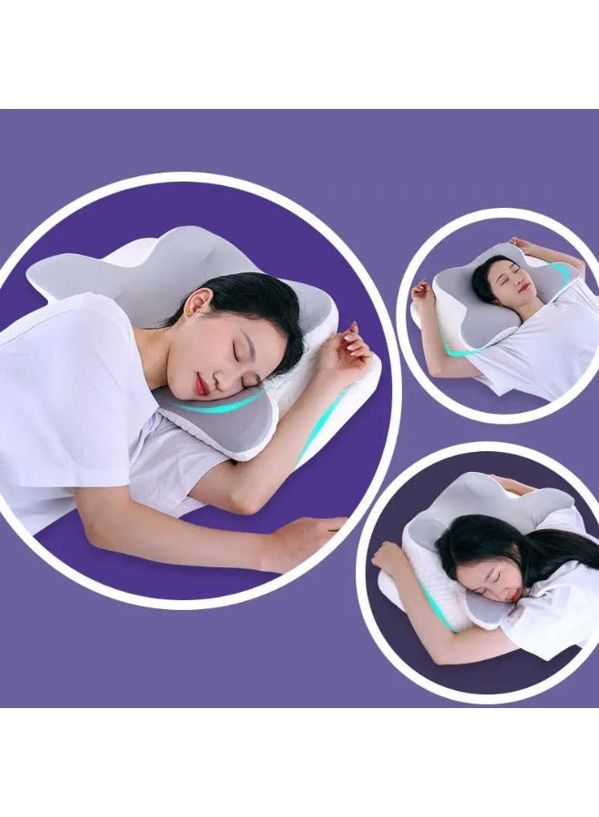هالامين وسادة عنق الرحم على شكل فراشة، وسادة نوم جانبية مريحة للنوم لتخفيف آلام الكتف والرقبة، إسفنج ميموري ميموري للنوم على الجانب الخلفي والظهر والمعدة مع غطاء قابل للغسل - Image 4