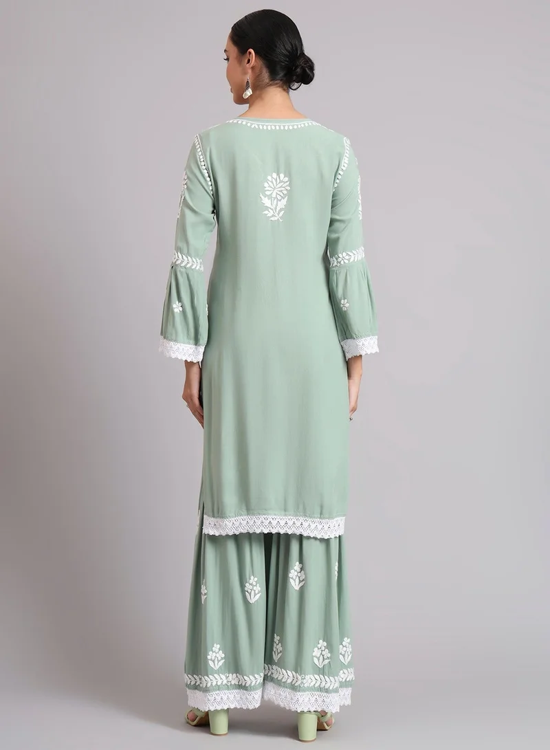 Alaya green Women Hand Embroidered Lucknowi Chikankari Rayon Kurta Set-AL4077KS for Women | Best Price UAE