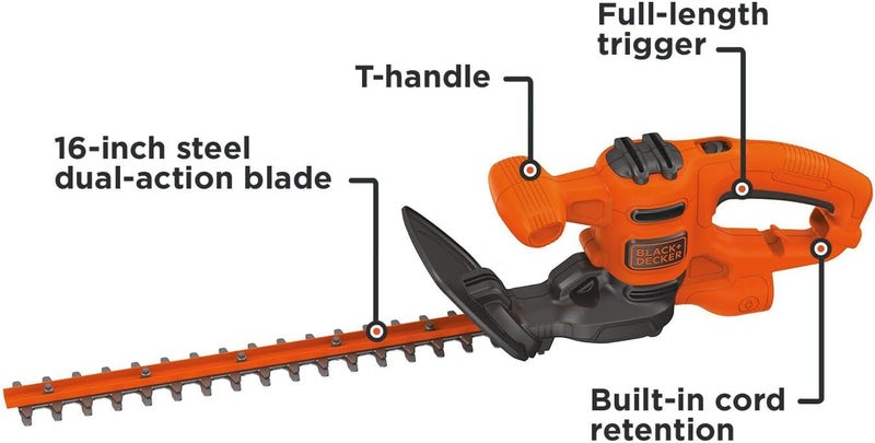BLACK+DECKER Electric Hedge Trimmer, 16-Inch (BEHT100) - Image 2