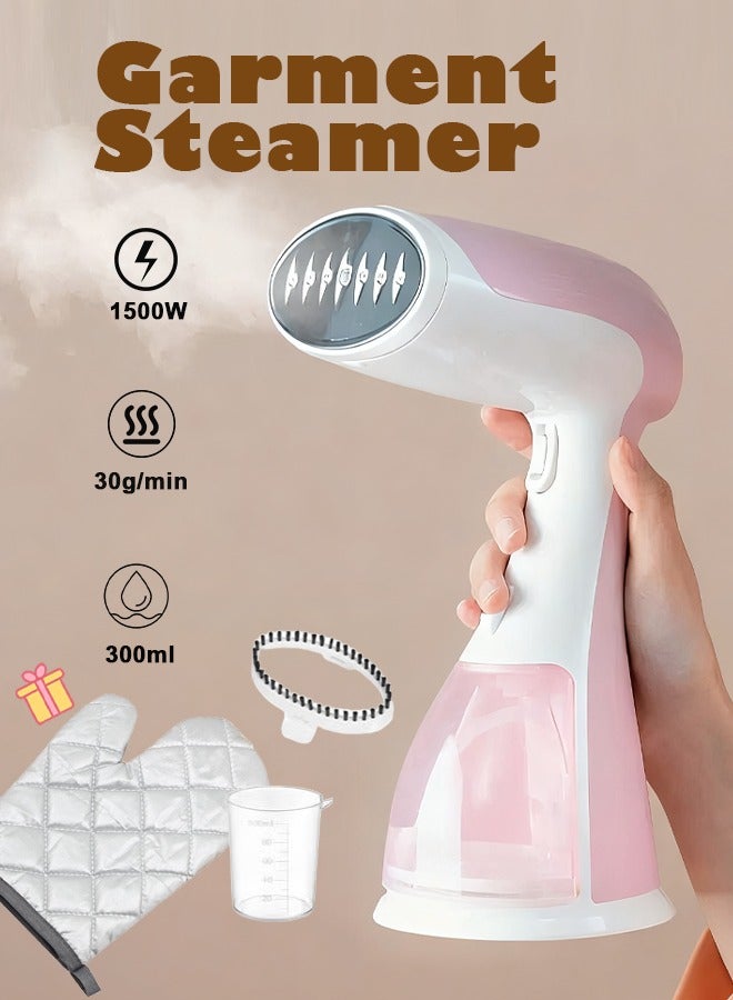 Bolivia's Garment Steamer,Upgrade Steam Iron,1500W High-Power Handheld Steamer, 300mL Water Tank,30s Fast Heat-up Ironing Wrinkle Remover,Pink - Image 1