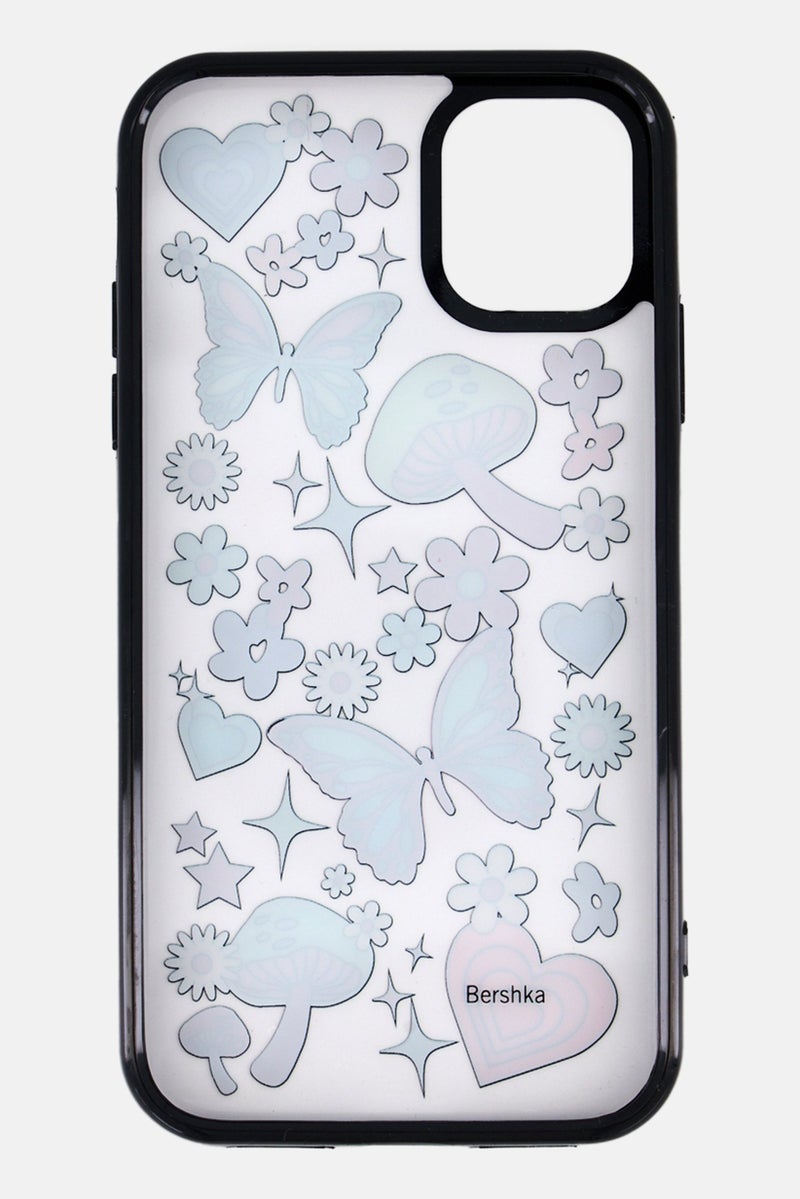 Bershka iPhone 11/XR Hard Phone Case, Transparent/Black Combo - Image 2