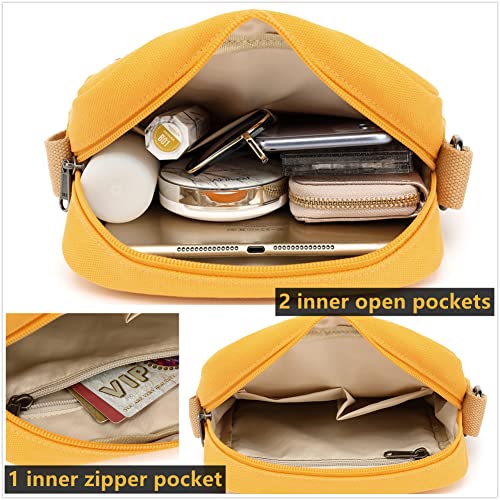 Leaper Girls Crossbody Purses 2 PCS Floral Messenger Bag Canvas Crossbody Bag and Purse Set for Women (SD08-Yellow) - Image 4