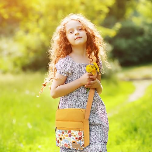 Leaper Girls Crossbody Purses 2 PCS Floral Messenger Bag Canvas Crossbody Bag and Purse Set for Women (SD08-Yellow) - Image 3