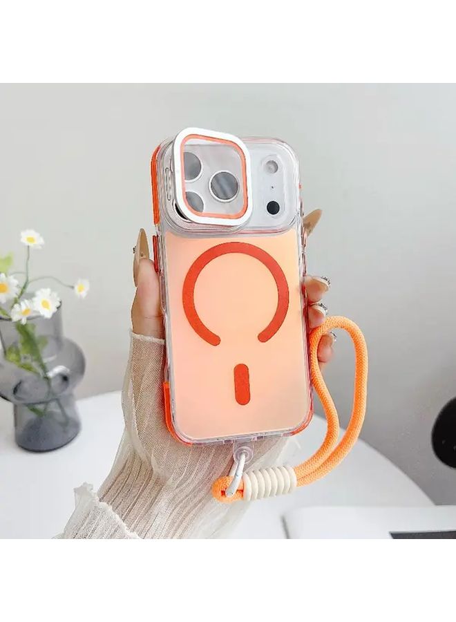 غلاف هاتف مغناطيسي برتقالي لـ iPhone 17 Pro، شفاف ومتغير اللون مثل الحرباء، عالي الجودة، فيلم مقاوم للخدوش، يدعم الشحن اللاسلكي - Image 1